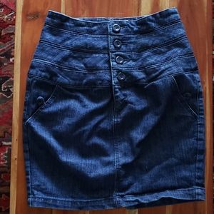 High waisted denim pencil skirt